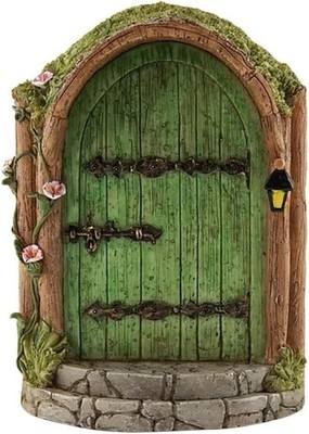 Green Fairy Door, Wooden Miniature Fairy Garden Doors Outdoor Mini Fairy Gnom...