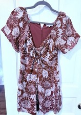 Madewell Dress 00 Rustic burnt orange sunflowers mini Bow tie Bodice