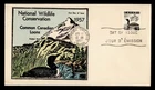 DR WHO 1957 CANADA FDC WILDLIFE CONSERVATION DUCK HAND COLORED CACHET R49822