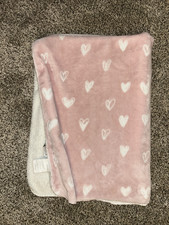 HTF Lila Jack Pink White Hearts Plush Baby Blanket