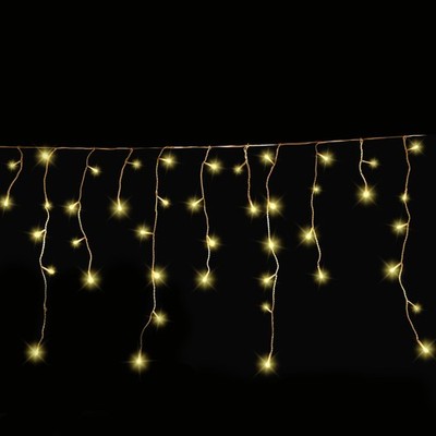 LED Eisregen-Lichterkette Bernsteinfarben mit Timer   Außen & Innen Beleuchtung