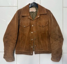 Schott Rare 70's Suede Trucker Jacket Men Size 38 Brown Made In USA