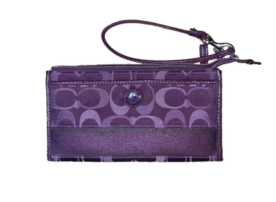 authentic vintage purple coach signature canvas long wallet fair