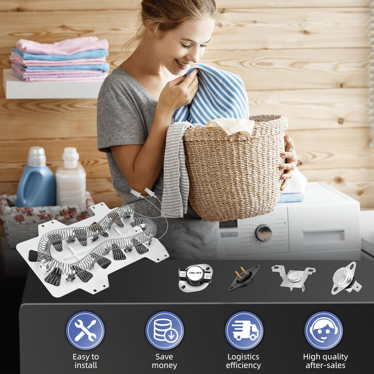 【Upgraded】DC47-00019A Dryer Heating Element for Samsung DV45H7000EW/A2... 