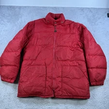 Vintage Pioneer Sportswear Jacket Mens Medium Red Down Insulated Puffer Full Zip