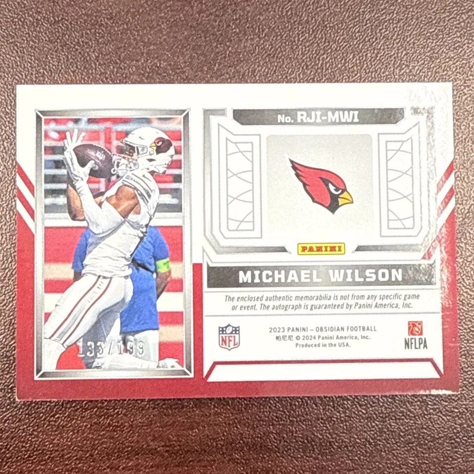 2023 Panini Obsidian Michael Wilson Rookie Jersey Ink #RJI-MWI #/199 - Image 2 of 2