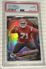 Josh Simmons 2025 Prizm Rookie Card Forest Camo /15 PSA 10