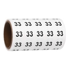 0.6" Small Round Number Stickers Roll, 1000 Pcs Circle Labels, Black Number 33
