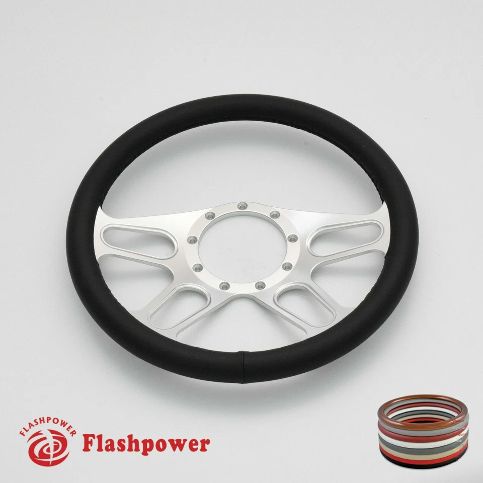 Flashpower 14" Steering Wheel Black Full Wrap Chevrolet Monte Carlo Camaro Jeep - Изображение 2 из 3