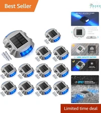 12 Pack Waterproof Solar LED Deck Lights Outdoor Path Garden Yard Blue