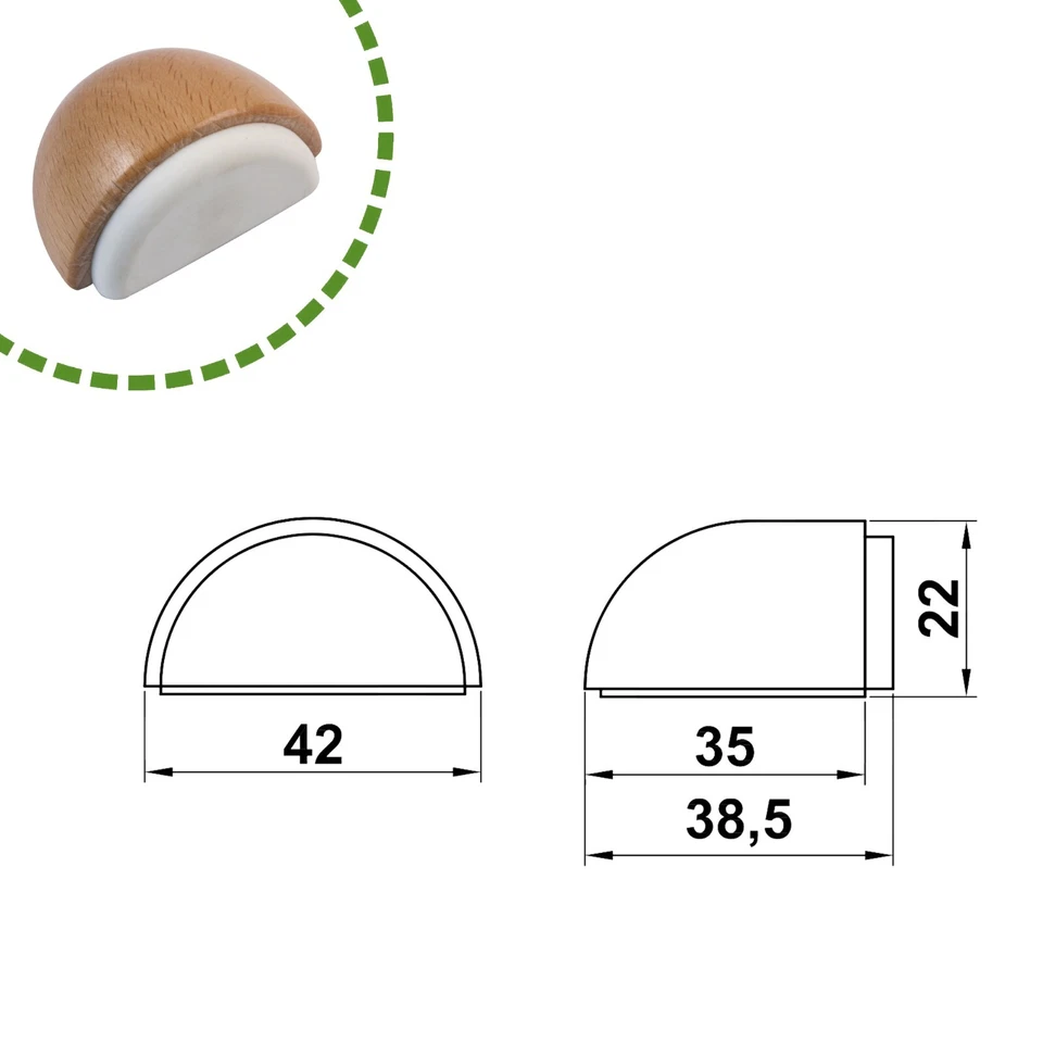 Türstopper Boden Türpuffer Holz Puffer selbstklebend Stopper Kleben Schrauben - Bild 3 von 4