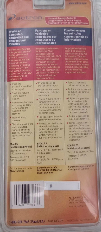 Bosch Actron Kit Probador de Aspiradora y Presión CP7803, Computadora y Coches Convencionales Foto 2 de 4