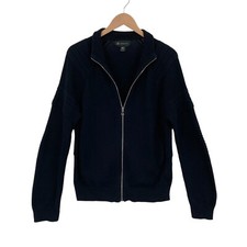 INC International Concepts Sweater Mens Medium Navy Ribbed Trim Full Zipper