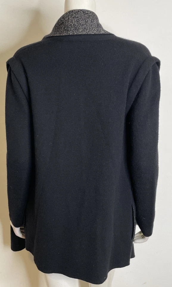 Cárdigan Suéter TSE Negro Lana Cachemira XS Bolsillos LS Abrigo Falta Cinturón Foto 3 de 4