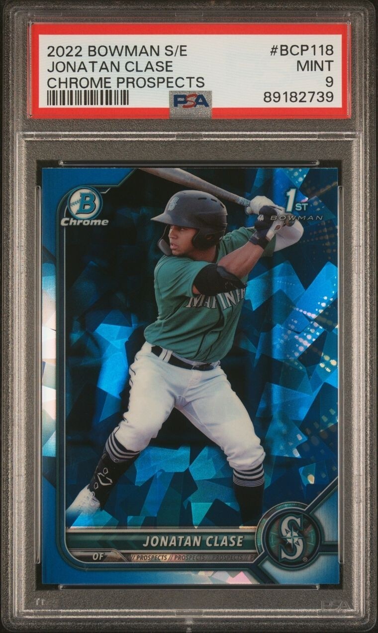 2022 Bowman Chrome Sapphire Jonatan Clase 1st Prospect #BCP-118 PSA 9 Mariners
