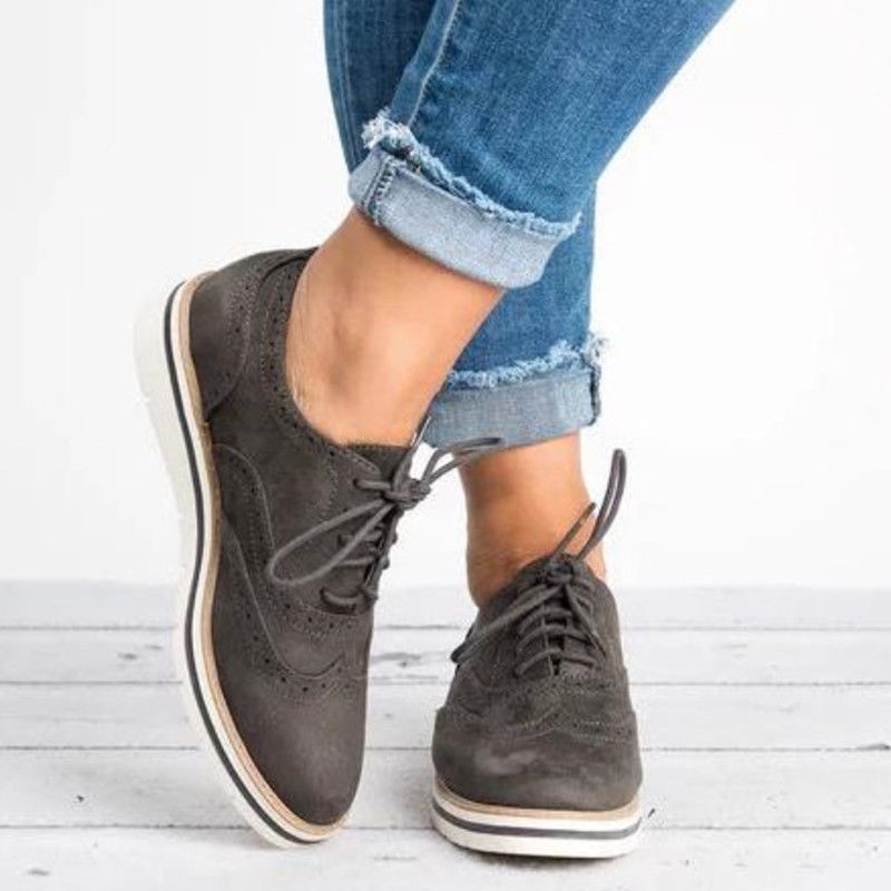 Women Brogues Flat Sole Shoe Ladies 