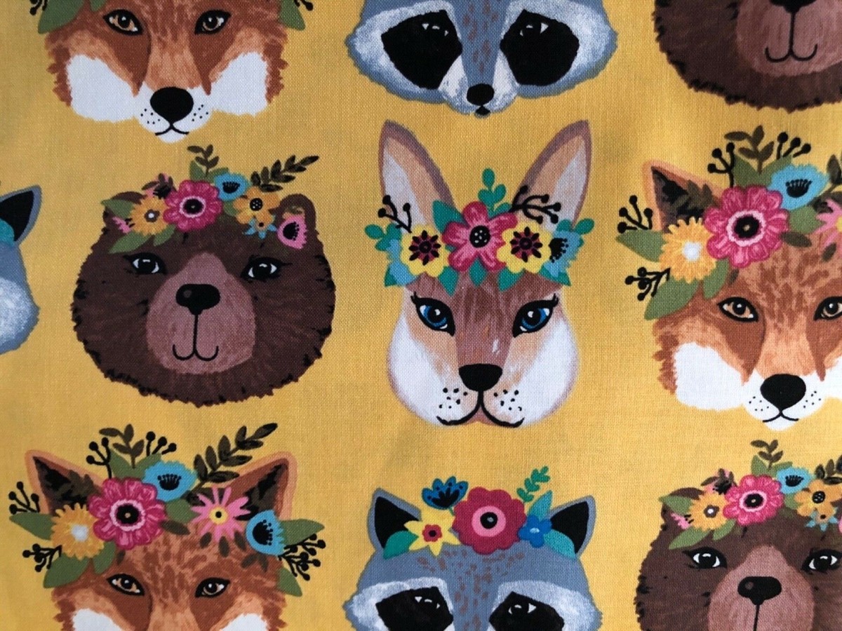 Woodland Animal Raccoon Bear Fox Print 100% Cotton Fat Quarter 18 autumn-fox-art-print-fall-woodland-decor-cozy-autumn-print-papercatclub