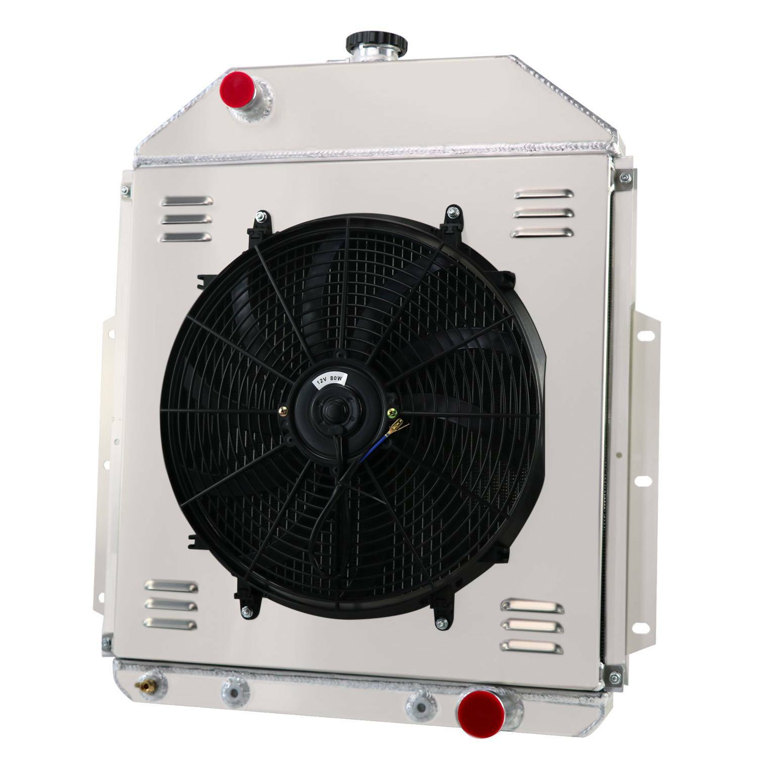 4 Rows Aluminum Radiator+Shroud Fan For 1942-1952 Ford Pickup F1/F2/F3 AT/NEW