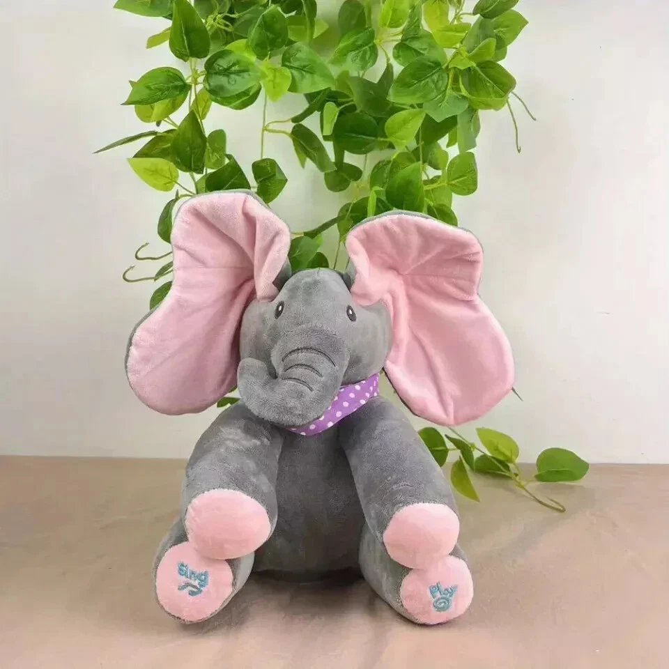 Peek-a-boo Soft Elephant Plush Doll Singing Musical Stuffed Toy Baby Talking Toy - image 3 of 4