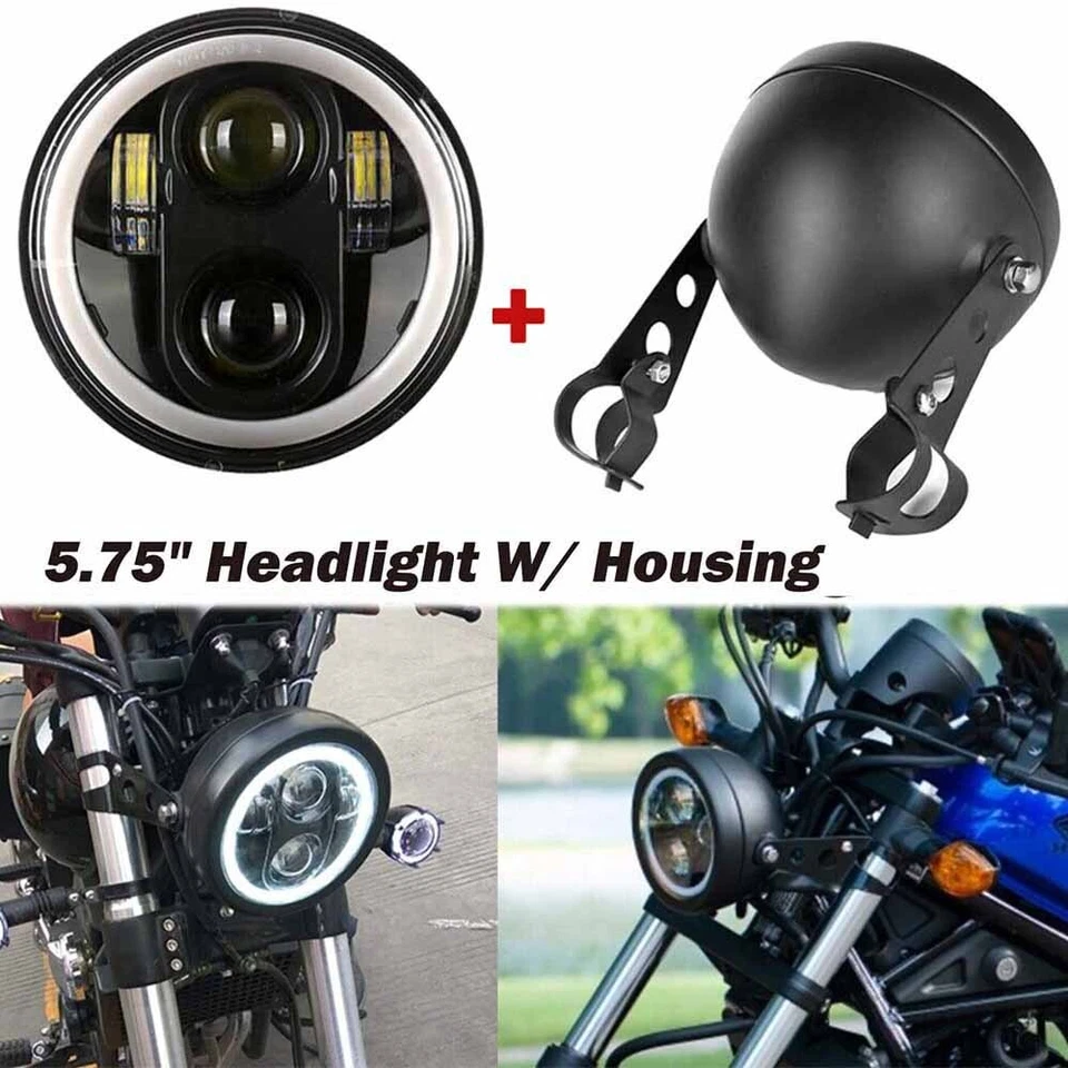 Faro LED 5,75" + Soporte de montaje de carcasa para Yamaha V-Star XVS 650 950 1100 Foto 2 de 4