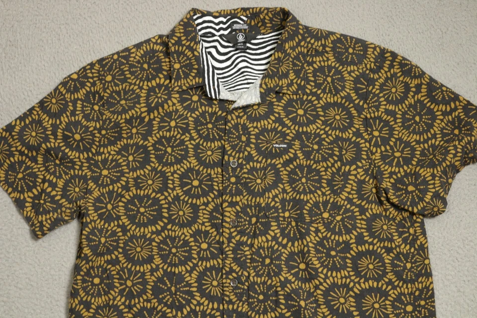 Volcom Stone Button Up Shirt Mens Extra Large Modern Fit All Over Print - Image 2 of 4