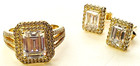 QVC Diamonique 14K Gold Clad Bridal Ring & Earrings Set Boxed Size 6 — photo 2