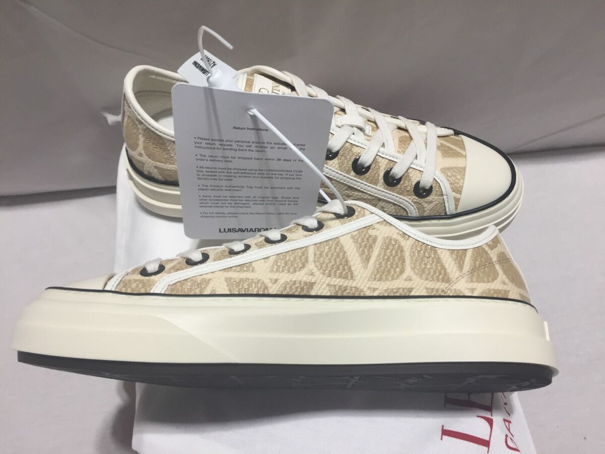 【関税&送料込】Valentino Garavani Body Toile Iconographe VALENTINO GARAVANI Toile Iconographe Woven Sneakers Natural
