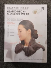 Sharper Image Heated Neck + Shoulder Wrap With Natural Herbs Gray Ships Now!