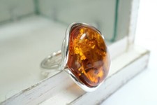 925 Sterling Silver Baltic Amber Ring Handmade Ring Anniversary Gift For Woman