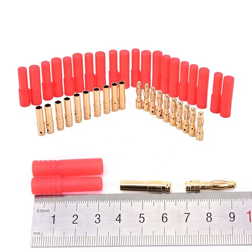 10pack HXT 4mm bullets banana plug with red housing for RC connector AM-100 T CR - Picture 2 of 7