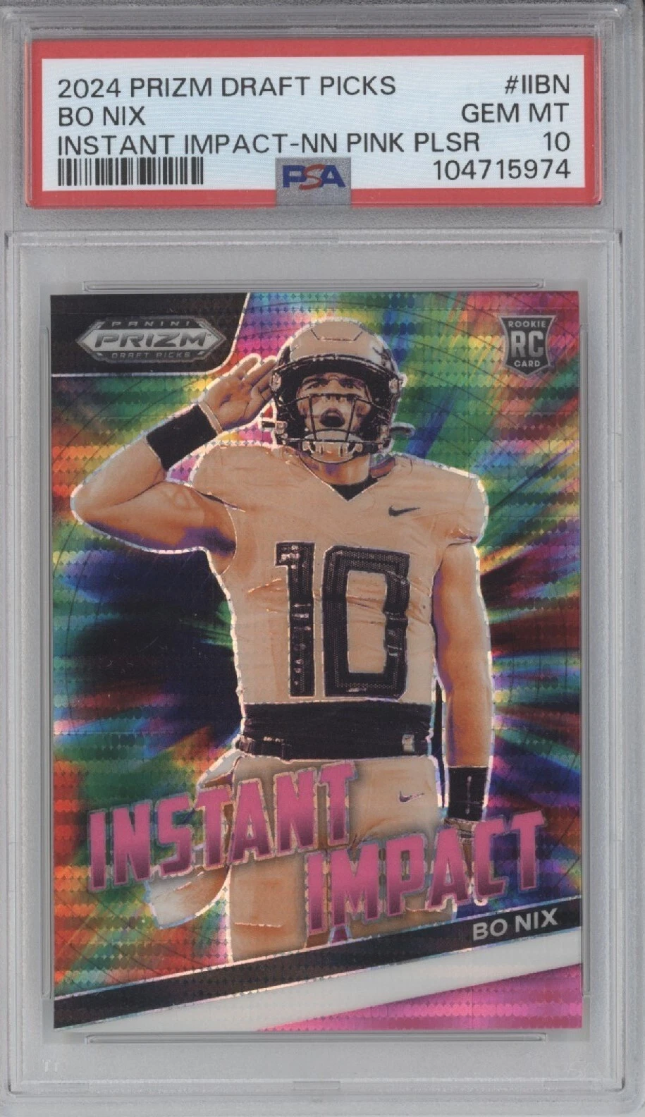 Bo Nix Panini Prizm Draft Picks Instant Impact #IIBN Neon Pink Pulsar