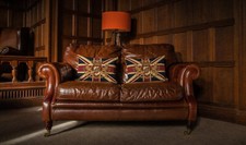 VICTORIAN STYLE CHESTNUT TAN ANTIQUE LEATHER CHESTERFIELD 2 SEATER CLUB SOFA