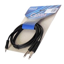 6ft 1/4 inch TS Mono Y-Splitter Cable 3.5mm Aux Mini Jack to Jack Breakout Cord