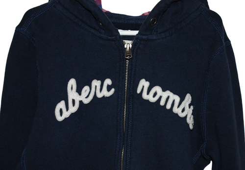 Kids Abercrombie Full Zip Hooded Sweatshirt Navy with White Logo Size Large - Picture 3 of 5