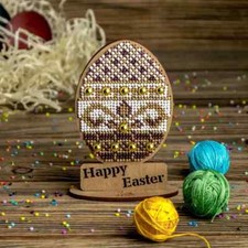 DIY Bead Embroidery Kit on Wood Easter Decoration Beadwork Beaded Craft Art Set