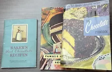 1932 WALTER BAKER Co Best Chocolate Choice Recipes+ 2-1950’s Chocolate Recipes