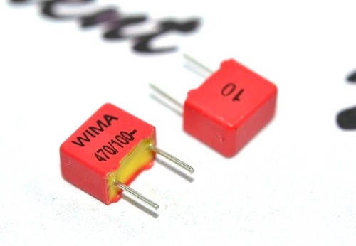 10x Condensatori WIMA FKP2 470pF 100V 10% - Pitch 5mm - Film Capacitor Made In Germany