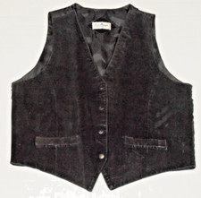 Vintage Suede Leather Vest Jeri Marque NY Size L 80s Classic Black Snap Front
