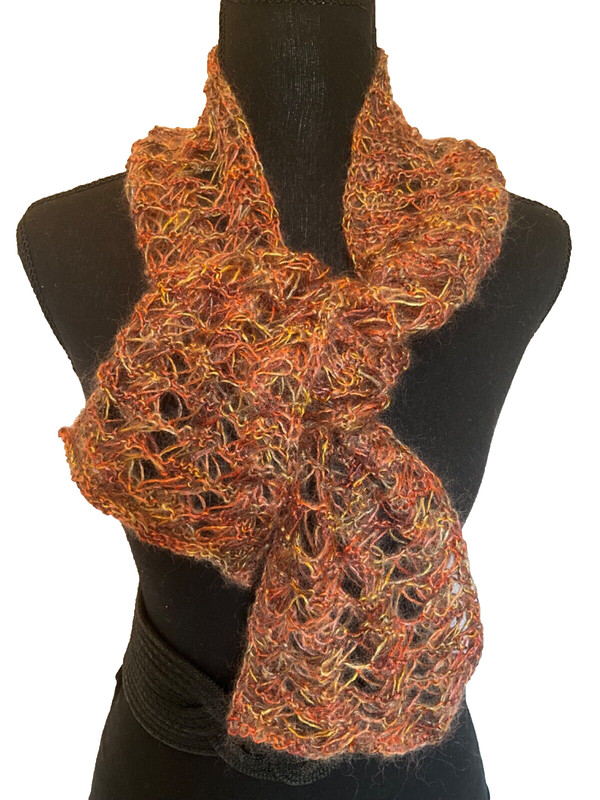 Ob.D.Handmade, Hand Knit Lace Mohair Dress Scarf, Autumn Metallic Sparkle