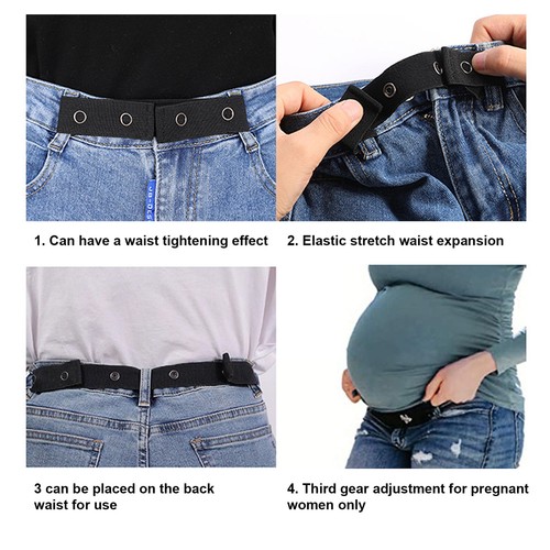 Adjustable Elastic Trouser Waistband Extender Maternity Pant Waistband Black