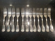 Antique 1833-1850 A.B Savory & Sons Set Of 12 Silver Electroplate Forks London 