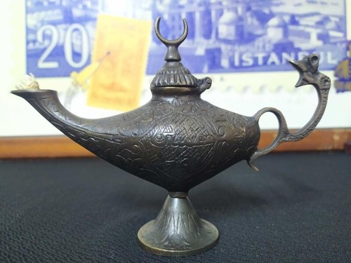 Aladins Zauberlampe, Messing Öllampe, Handarbeit Ornament, Dekoobjekt Geschenk - Bild 2 von 8