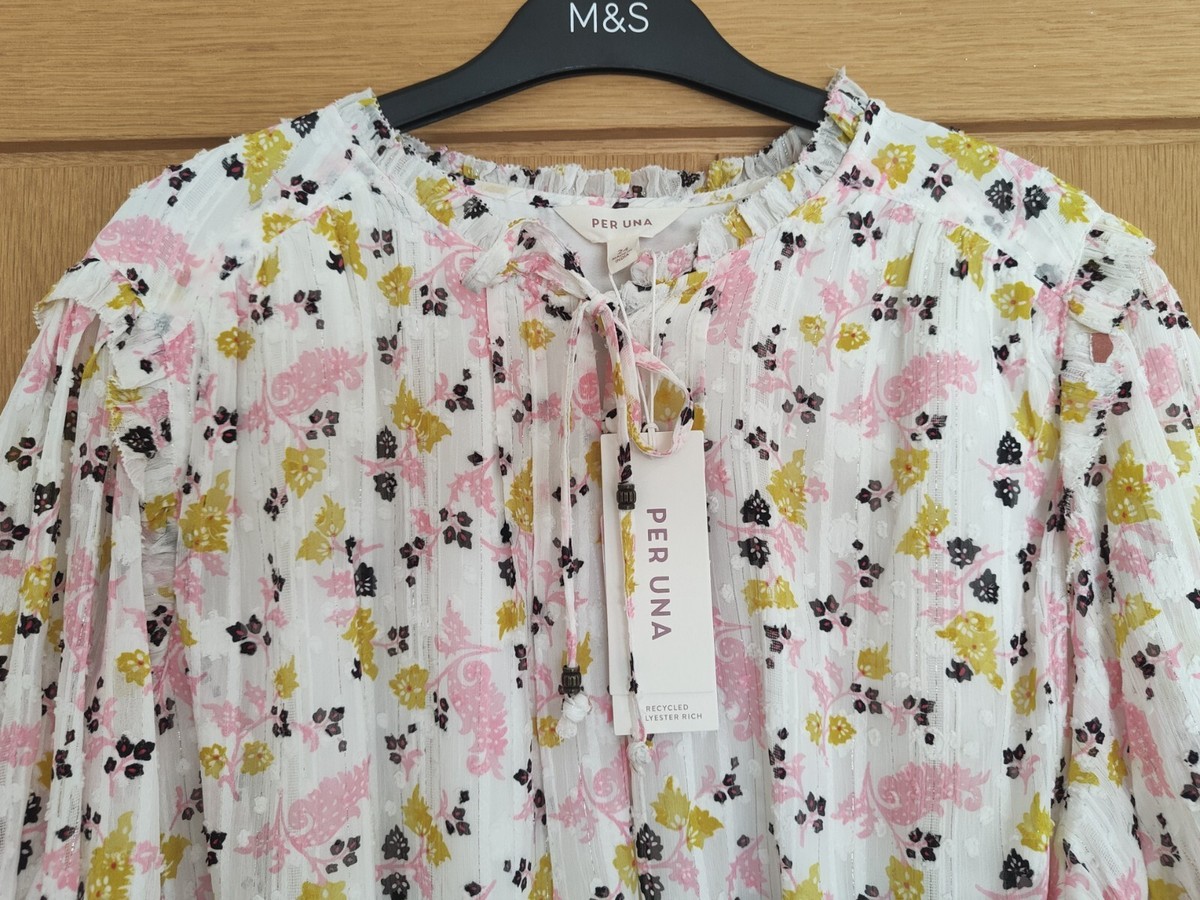 Jupe Longue évasee PER UNA M&S - Corail Imprimé Floral - Taille UK 10 - Viscose - Occasion