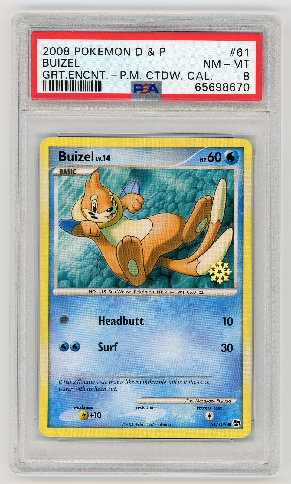 Pokemon Card Buizel 61/106 Countdown Calendar Snowflake Promo PSA 8 NM-MT