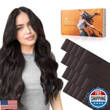 DOORES Invisible Tape in Hair Extensions Human Hair Invisi Edge, Dark Brown 1
