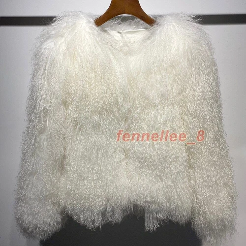 Damen-Kurzmantel echtes mongolisches Lamm Schaf lockiges Fell Jacke Winter warm Oberbekleidung - Bild 24 von 38