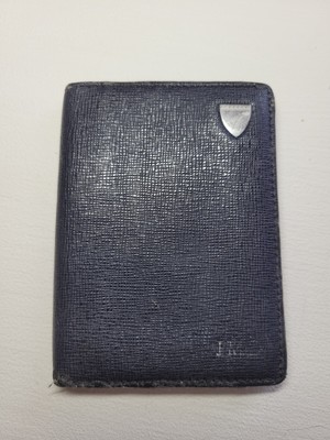 Aspinal of London Kartenetui Geldbörse Blau Kunstleder Doppelfaltung Kartenetui Tasche