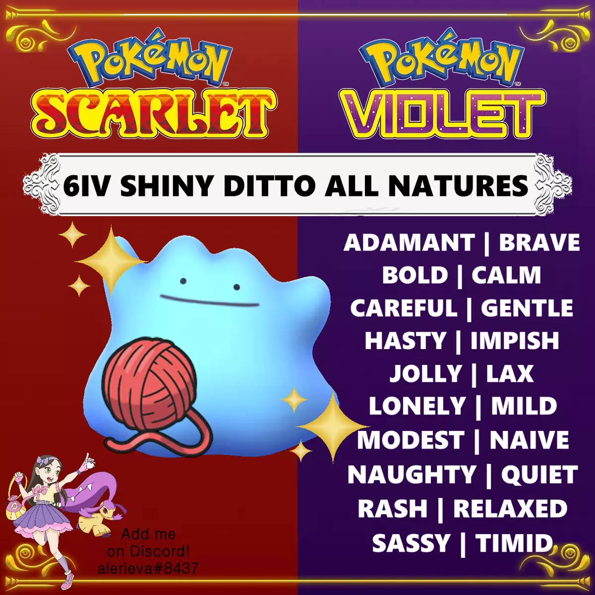 6IV Shiny Ditto Japanese or English Pokemon Scarlet and Violet