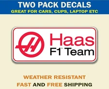 Haas Racing Decal Stickers, Formula 1 Haas Weatherproof Haas F1 Team 2 Pack