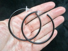 Vintage Oversize Black Hoop Pierced Earrings